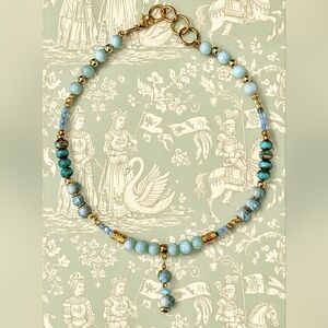 Mint Amazonite And Glazed Porcelain Picasso Beads In Mint Green Necklace